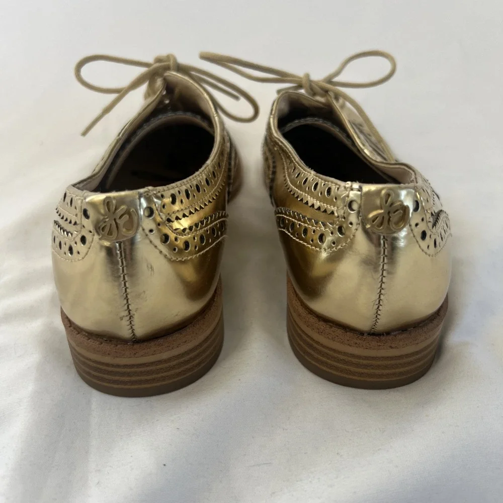 Sam Edelman JEROME 5.5 Shiny Gold Penny Loafer Women's Wingtip‎ Shoes
